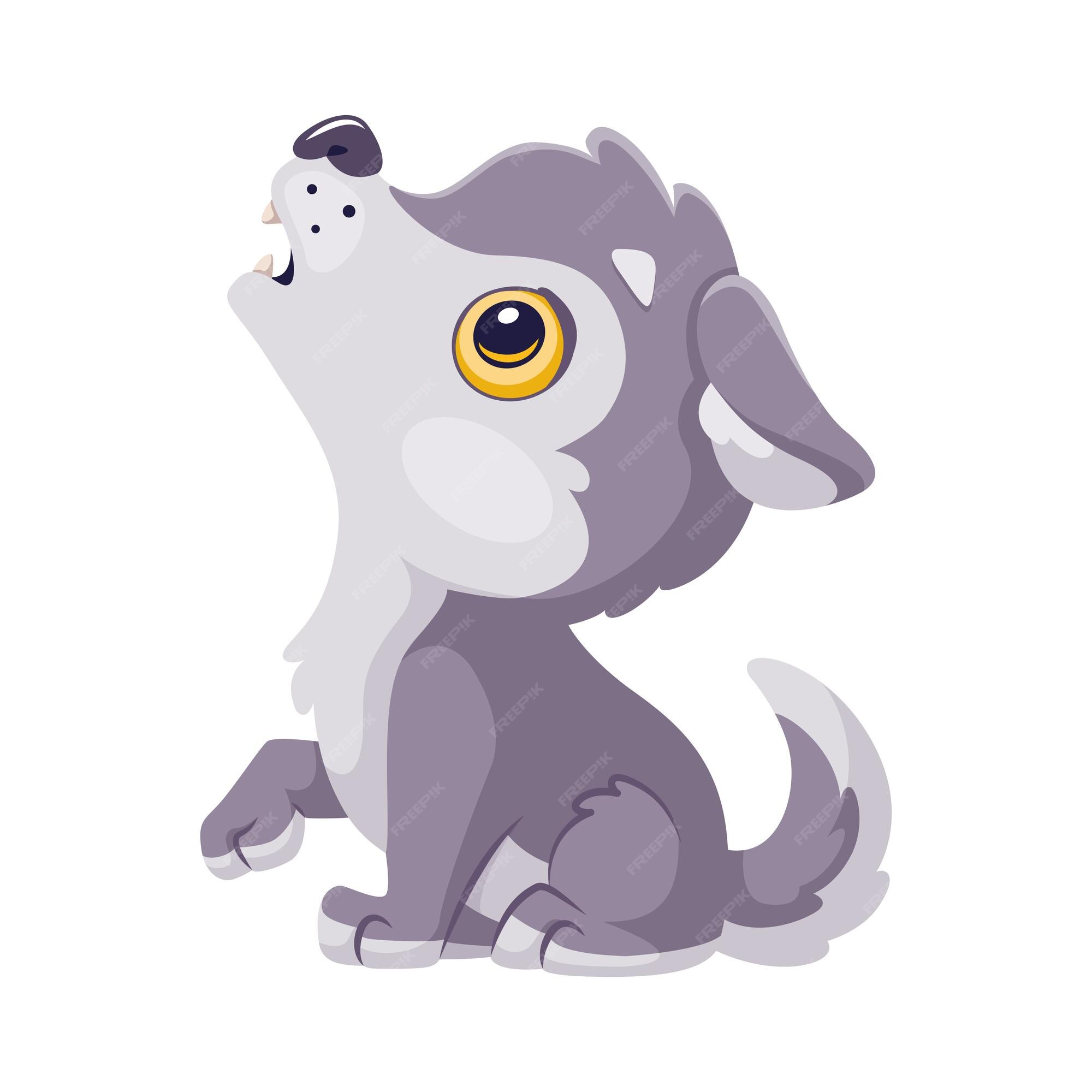 Premium Vector | Howling baby wolf. vector flat cartoon illustration Premium Vector | Howling baby wolf. vector flat cartoon illustration