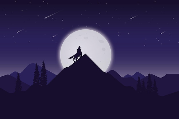 Howling at the Moon landscape illustration