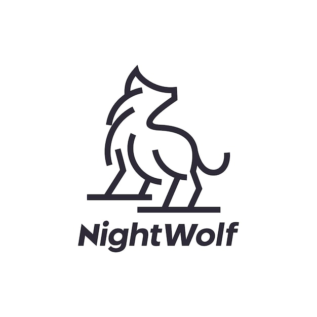 Howling Wolf Line Outline Logo Design