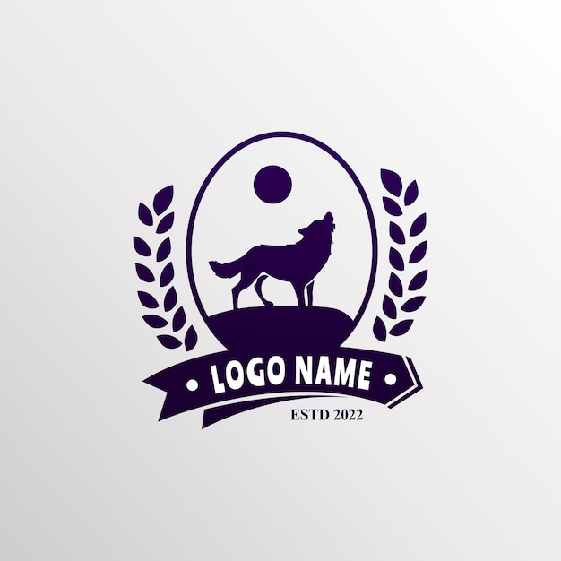 howling wolf logo. vintage logo design. wolf silhouette logo. Wolf silhouette logo for business
