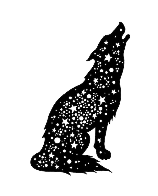遠吠えするオオカミのシルエットニマルな遠吠えのベクトルアイコン神秘的なハロウィーンのコヨーテ満月のwerewolfanimal自由奔放に生きる精神magiスケッチ驚くべき精神的な黒い影遠吠えするオオカミ魔女の動物のグラフィック