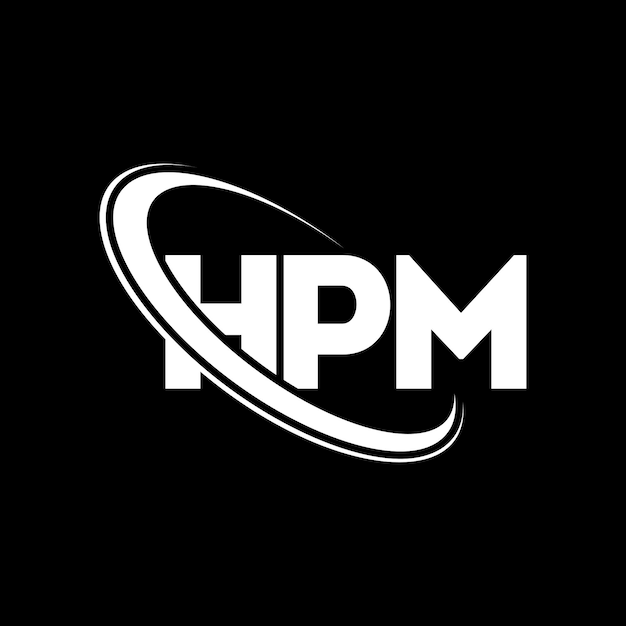 Vettore logo hpm lettera hpm lettera logo design iniziali hpm logo collegato con cerchio e maiuscolo monogramma logo hpm tipografia per il business tecnologico e marchio immobiliare