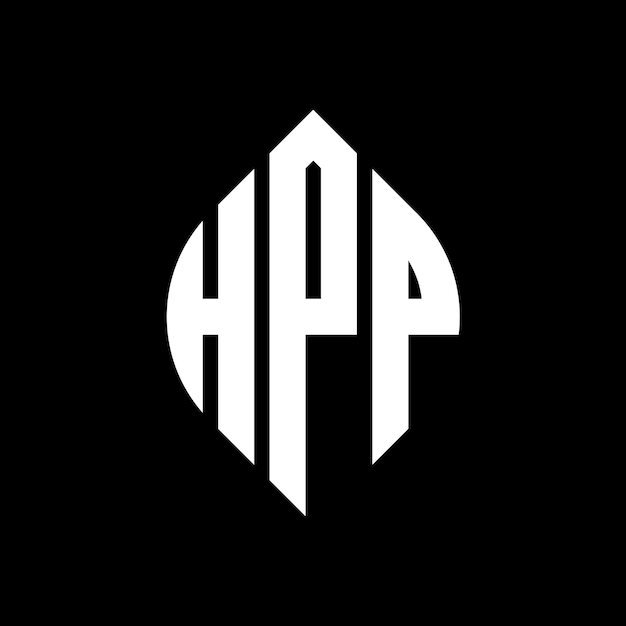 การออกแบบโลโก้ตัวอักษรวงกลม HPP ที่มีรูปทรงวงกลมและวงรี ตัวอักษรวงรี HPP ที่มีสไตล์การพิมพ์ ตัวย่อทั้งสามรวมกันเป็นโลโก้วงกลม HPP Circle Emblem Abstract Monogram Letter Mark Vector