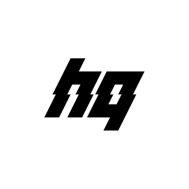 HQ モノグラム ロゴデザイン 文字 テキスト 名前 シンボル 単色 ロゴタイプ アルファベット 文字 シンプル ロゴ