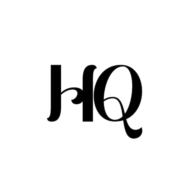HQ モノグラム ロゴデザイン 文字 テキスト 名前 シンボル 単色 ロゴタイプ アルファベット 文字 シンプル ロゴ