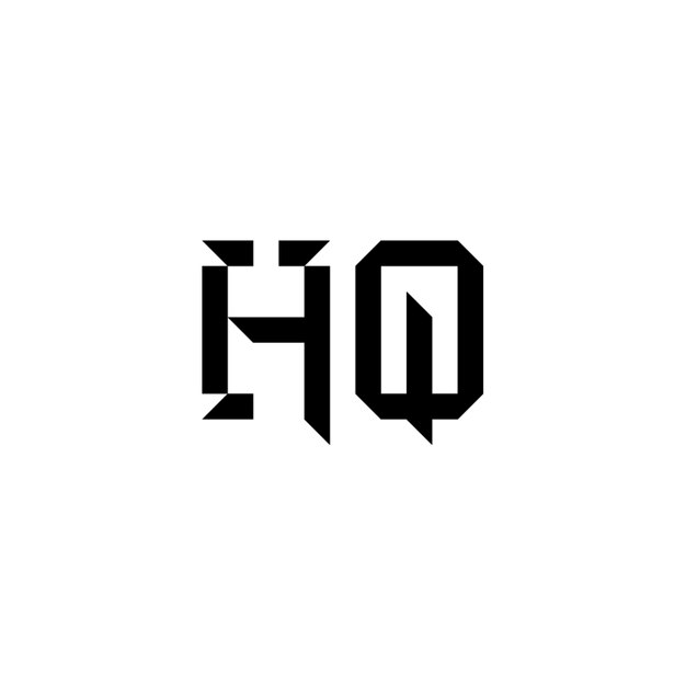 HQ モノグラム ロゴデザイン 文字 テキスト 名前 シンボル 単色 ロゴタイプ アルファベット 文字 シンプル ロゴ
