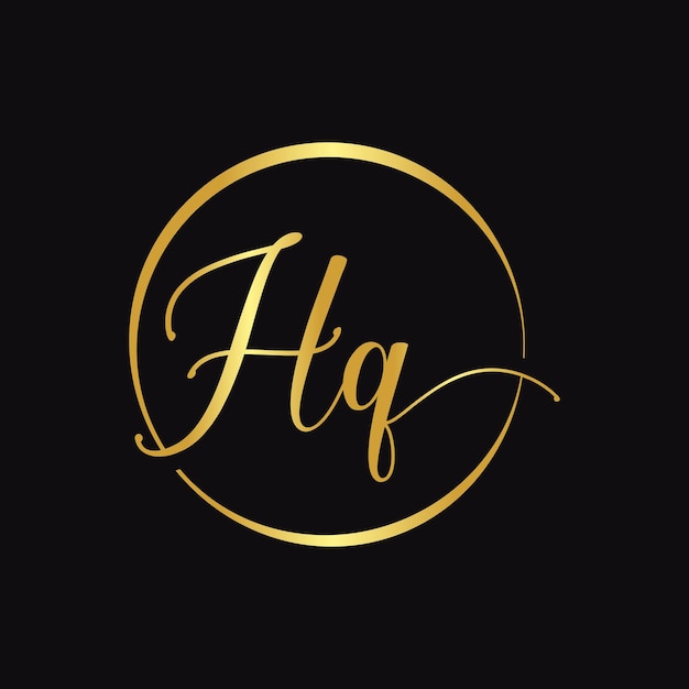 HQ Script Logo ontwerp Vector sjabloon eerste kalligrafie brief HQ vectorillustratie