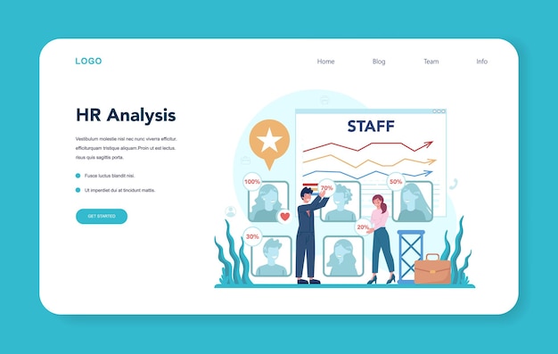 Hr analysis, human resources web banner or landing page