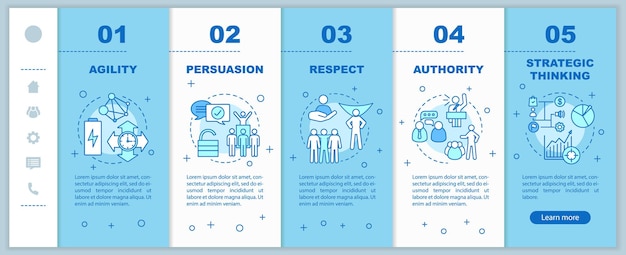 hr baseline skills onboarding mobile web pages vector template