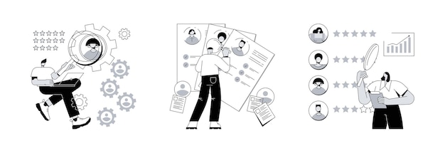 Абстрактные концептуальные векторные иллюстрации службы HR и охотников за головами