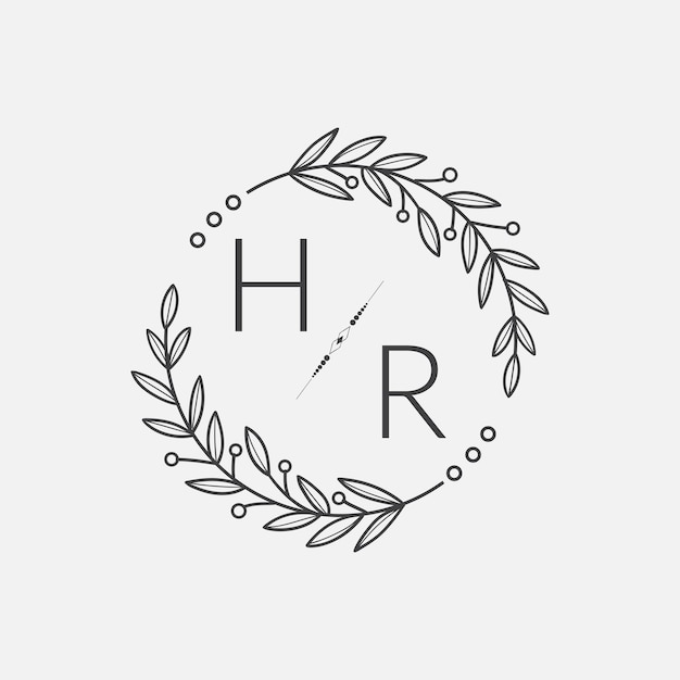 hr initial monogram wedding with creative circle line