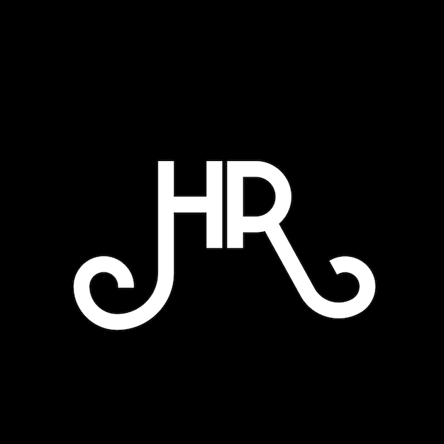Vector hr letter logo design on black background hr creative initials letter logo concept hr letter design hr white letter design on black background h r h r logo