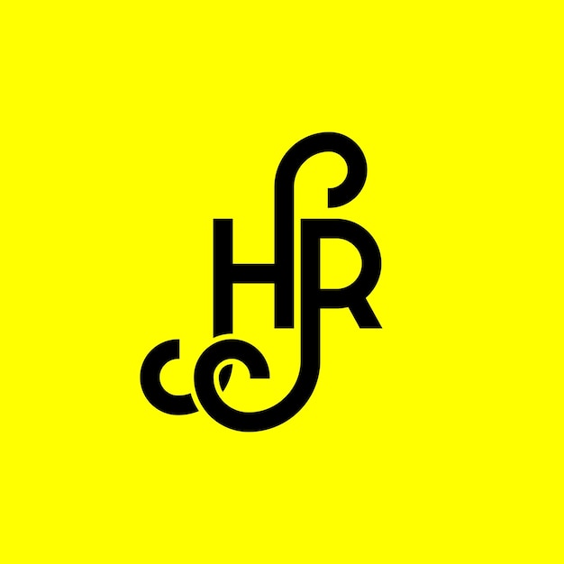 Vettore design del logo hr con lettere su sfondo nero hr iniziali creative concetto del logo hr design delle lettere hr design di lettere bianche su sfondo nera hr logo h r