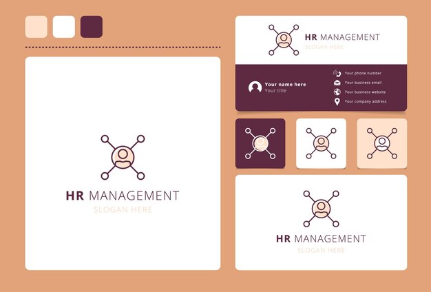 Hr management logo design with editable slogan Business card and branding book template