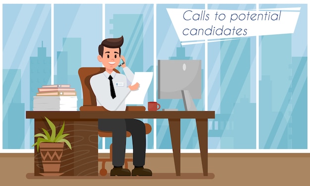 Hr or recruitment manager calls to candidate.