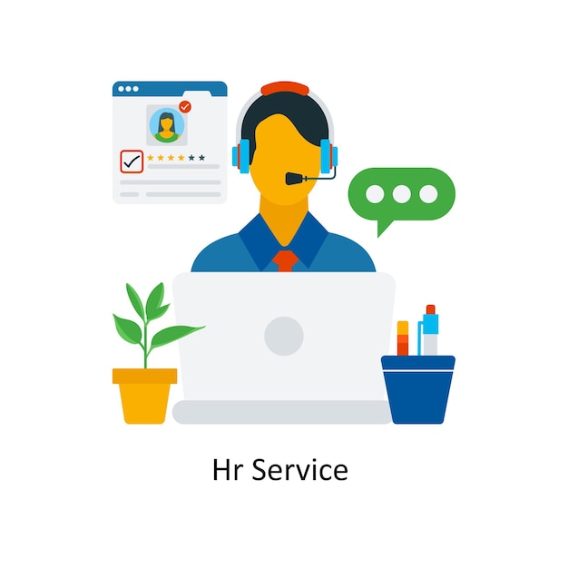 Hr Service Concept Flat Icon Style Иллюстрация