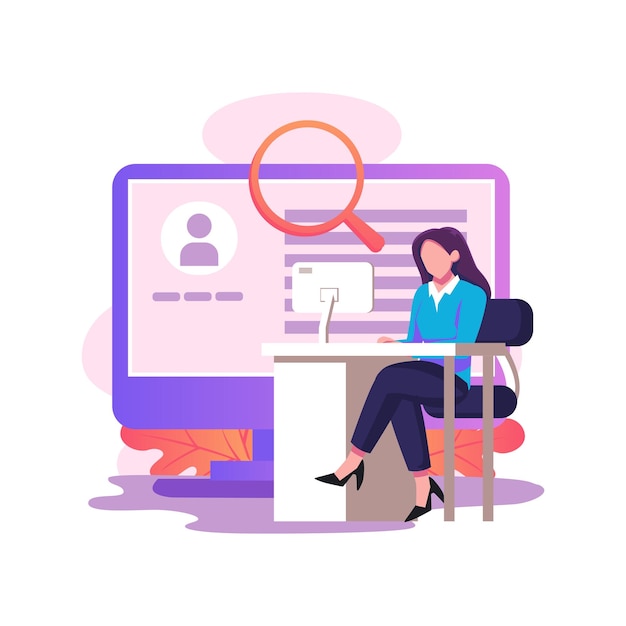 Hr software flat style illustration design