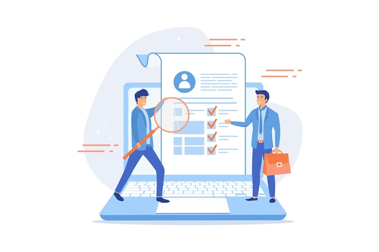 Vector hr スペシャリストが仕事に最適な候補者を選択します。いろいろな人のプロフィールをランキングで。