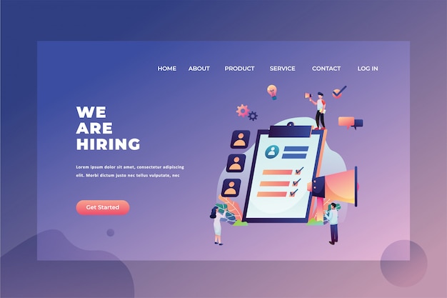 The HRD Team is Looking for New Employees  We are Hiring Web Page Header Landing Page Template Illustration