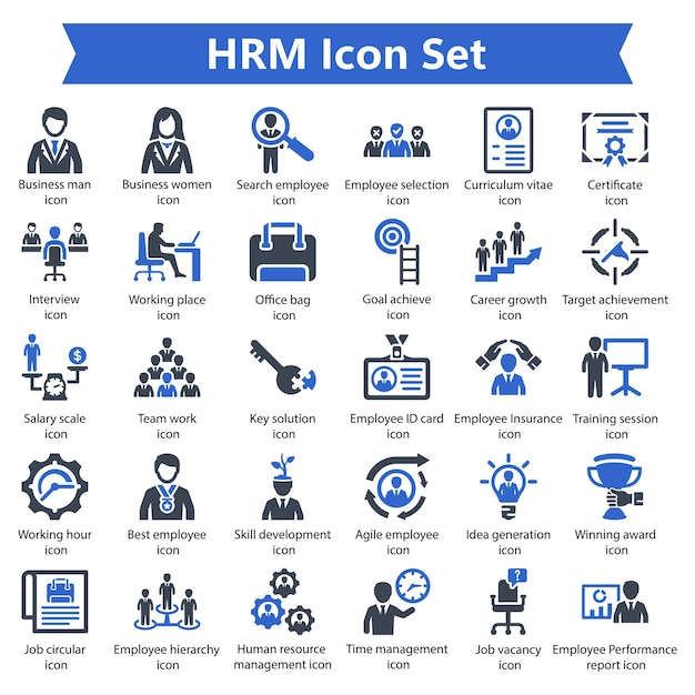 Vector hrm blue icon set