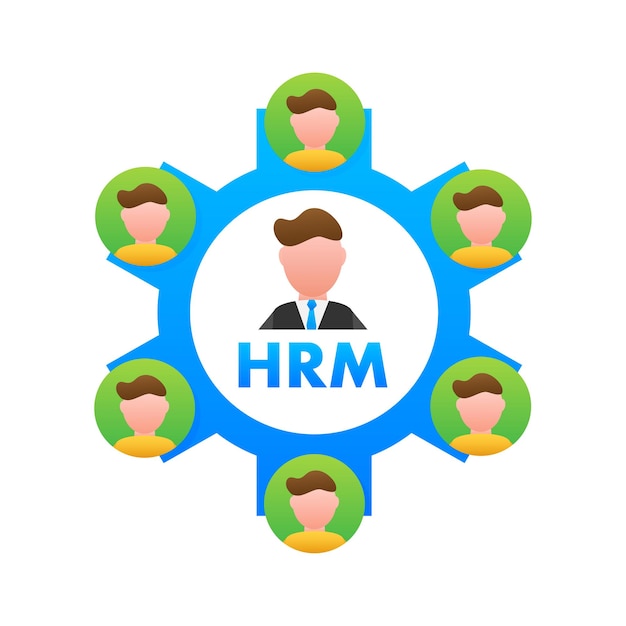 HRM Human Resource Management icon label badge Vector stock illustration