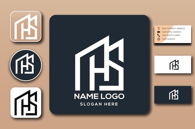 HS monogram logo template color editable