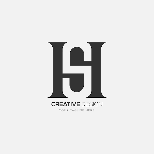 Hs or Sh negative space creative letter logo