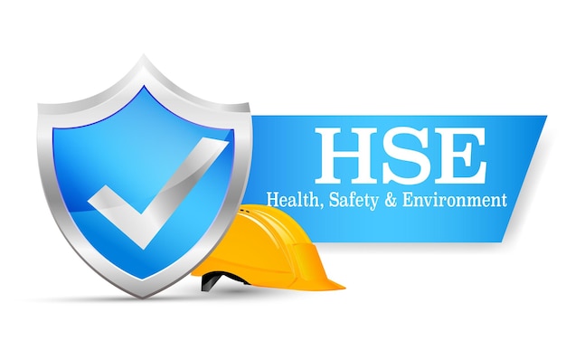 HSE Health Safety Environment Стандарт безопасной промышленной работы и экологической безопасности Информационный плакат Векторная иллюстрация