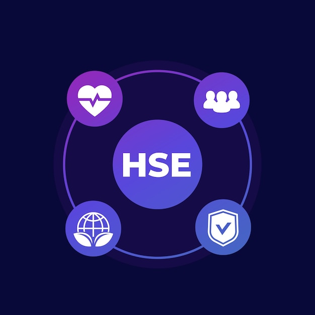 Hse vector concept with icons on dark