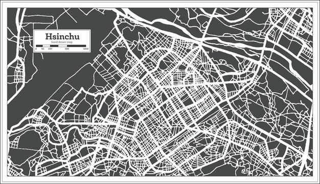 レトロなスタイルの新中台湾都市地図。白地図。ベクトルイラスト。