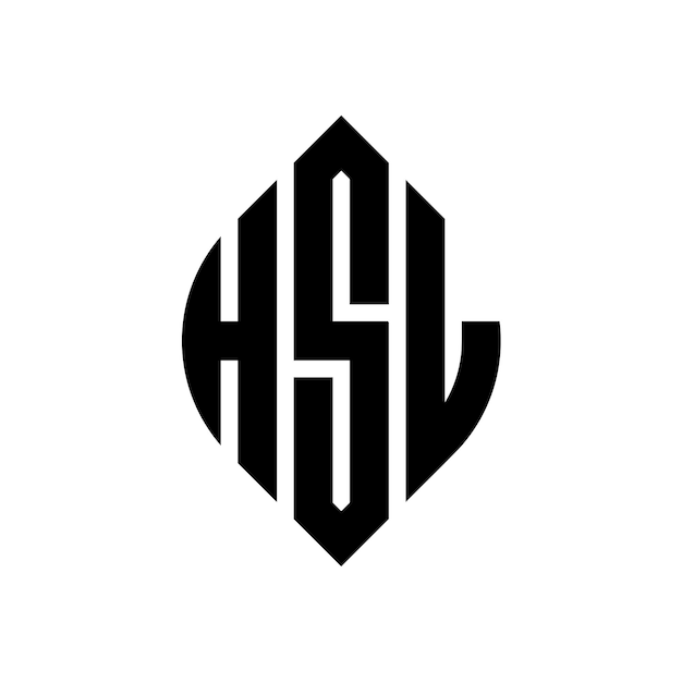 HSL 원형 문자 로고 디자인: 원형과 타원형 HSL 타원형 문자 세 개의 이니셜은 원형 로고를 형성합니다 HSL 원자 블럼 추상 모노그램 문자 표지 터