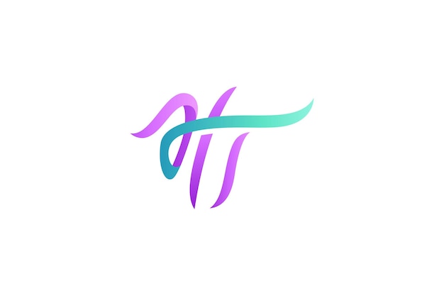 HT initial uppercase letter logo with 3d design in color gradient