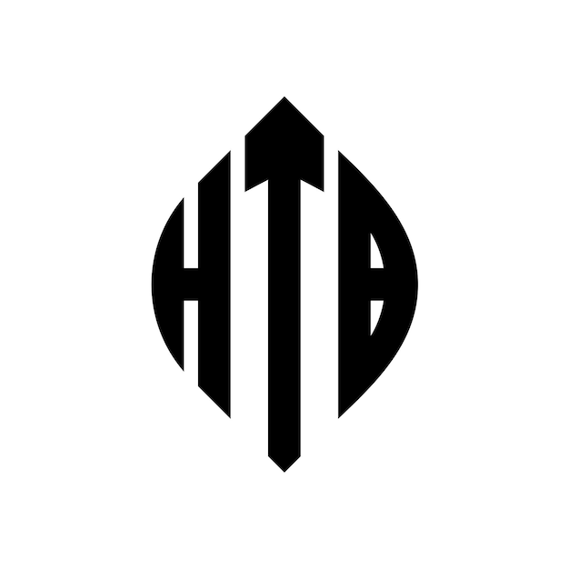 Логотип круговой буквы HTB с формой круга и эллипса HTB эллипсовые буквы с типографическим стилем Три инициалы образуют логотип круга HTB Круг Эмблема Абстрактная монограмма Письмо Марка Вектор