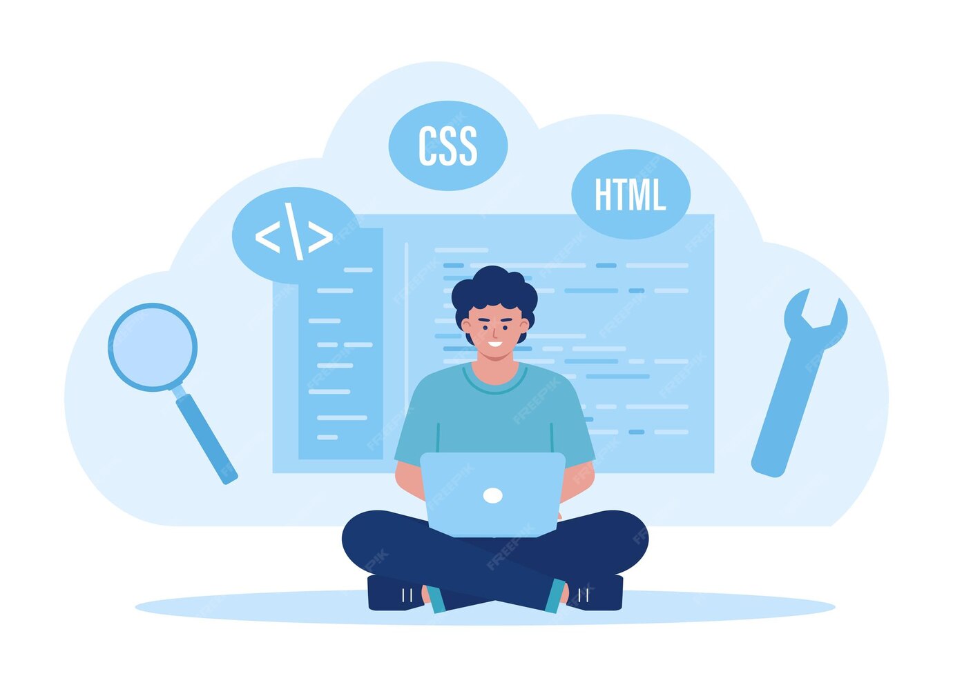 Premium Vector | Html css programming data analysis trending concept ...
