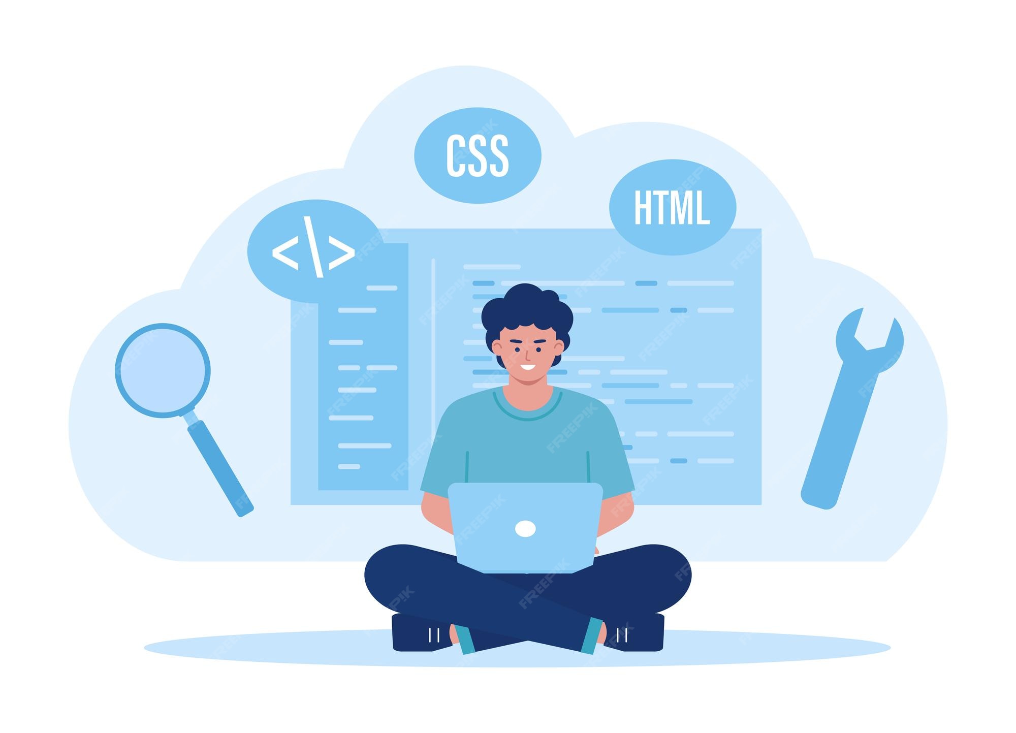 Premium Vector | HTML CSS programming data analysis trending concept ... image.