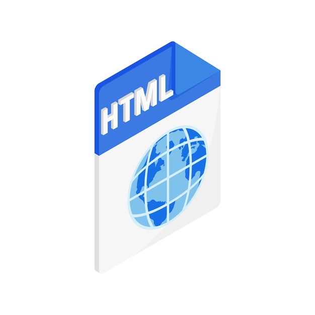 HTML icon in isometric 3d style on a white background