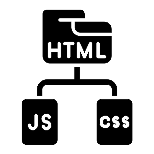 Html Js Css Glyph Solid Black Illustration