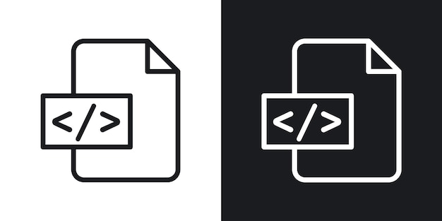 HTML Script Icon Set Code Tag en Web Programming Vector symbool in een zwarte gevulde en omschreven stijl Digitale Creatie Teken