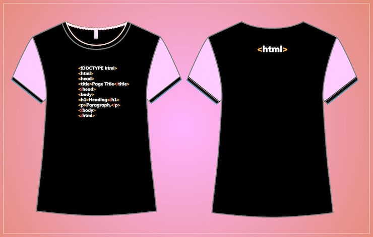 Vector html t-shirt 基本編碼設計 程式員編碼設計