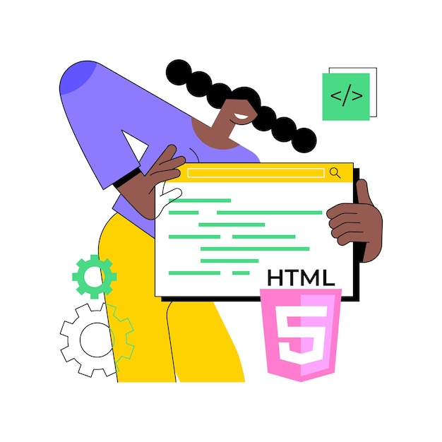 HTML5 웹 사이트 개발 추상 개념 벡터 일러스트 레이 션