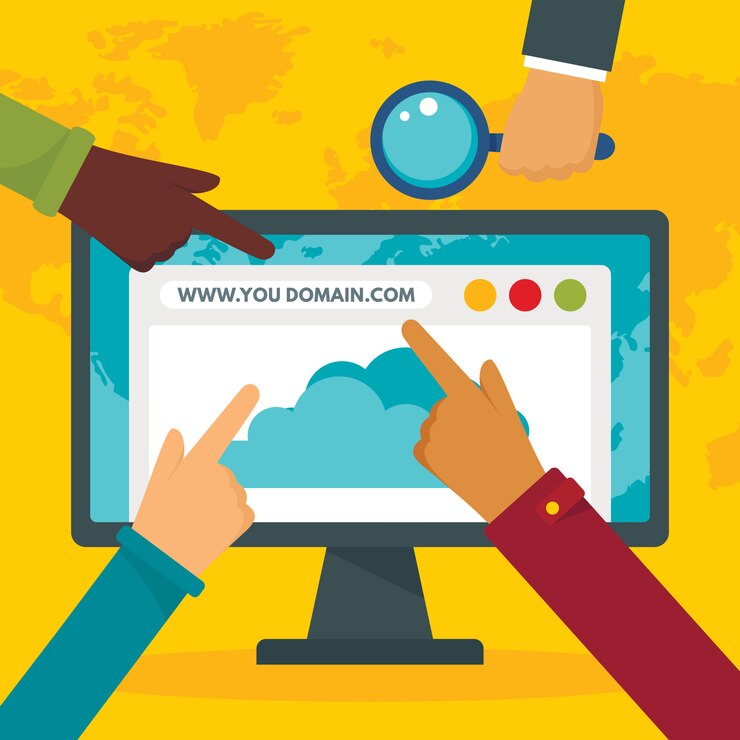 Vector http domain concept background, flat style