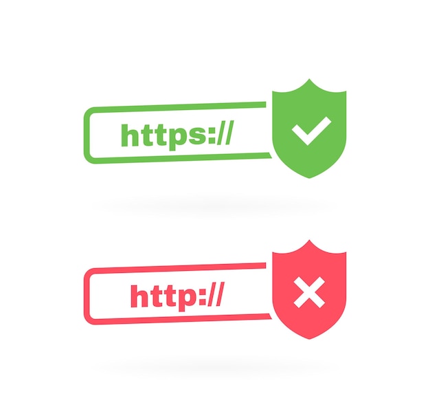 Sito web di crittografia ssl di connessione protocollo http https illustrazione vettoriale