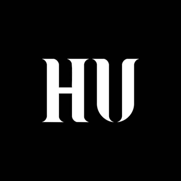 Vector hu h u letter logo ontwerp initieel letter hu hoofdletters monogram logo witte kleur hu logo h u ontwerp hu hux9