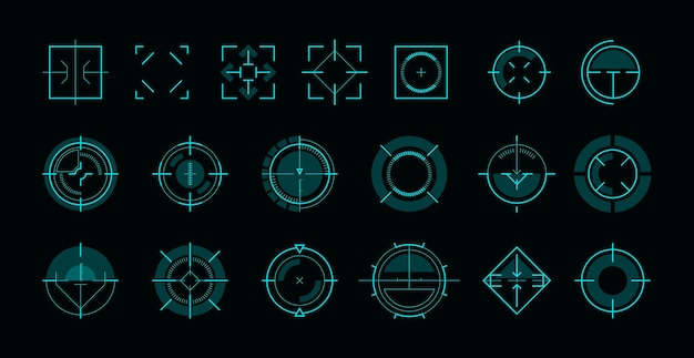 HUD прицел пользовательский интерфейс Футуристическая круговая мишень для пользовательского интерфейса игры военный снайперский прицел голограмма scifi focus