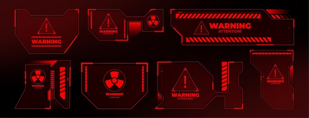 Hud alert aandacht. gevaar of waarschuwing. vector foutframes