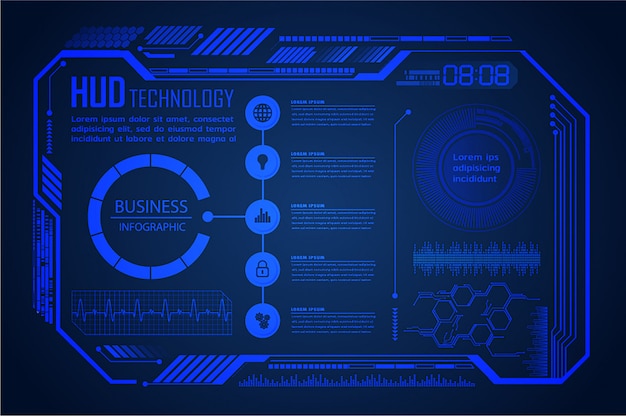 HUD синий кибер цепи будущей технологии концепции фон