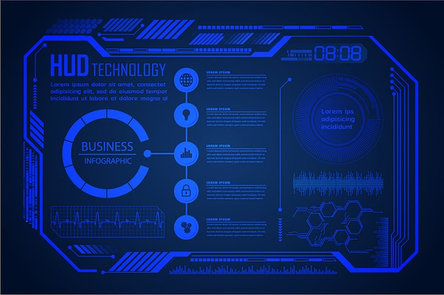 Vector hud blue cyber circuit future technology concept background