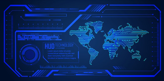 Вектор hud синий мир кибер цепи будущего технологии фон