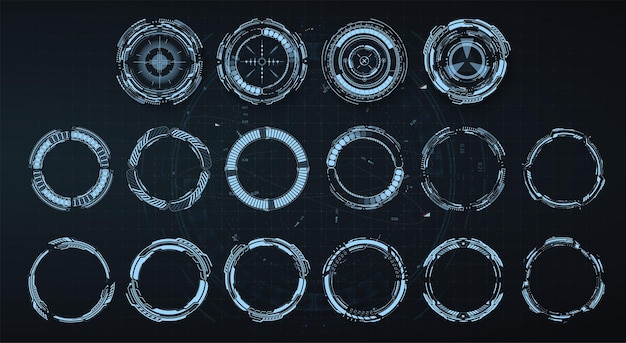 Hud circles futuristic element. set of circle abstract digital technology ui futuristic.