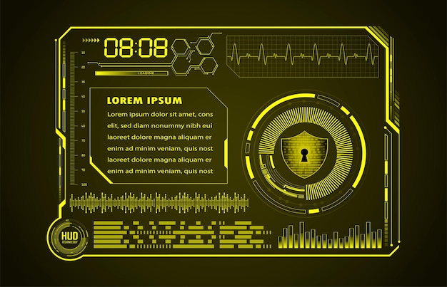 デジタル バック グラウンド サイバー セキュリティ上の HUD 閉じた南京錠